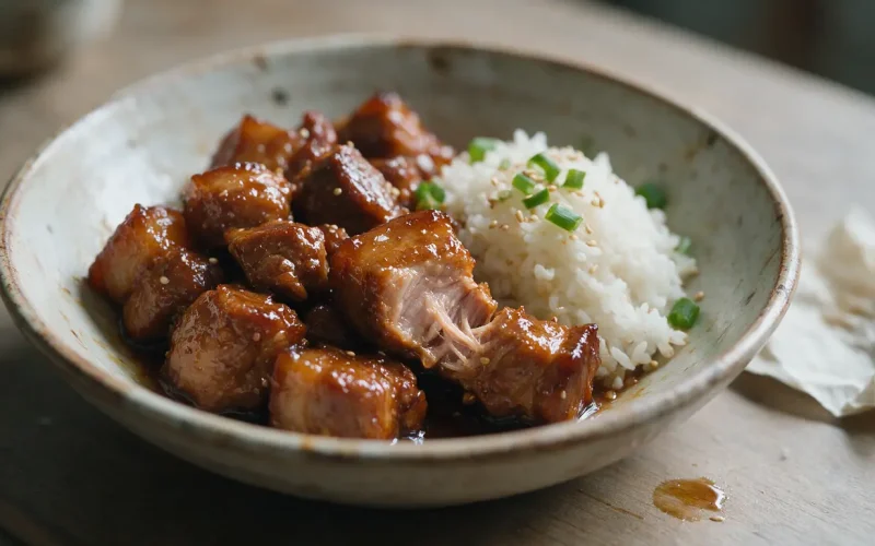 Porc au caramel : je le prépare comme ça et la viande est fondante, laquée et irrésistible
