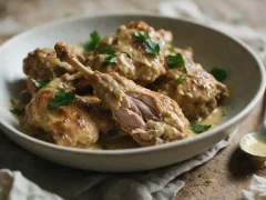 Lapin à la moutarde : je prépare ce plat mijoté en moins d&rsquo;une heure et la sauce est onctueuse à souhait